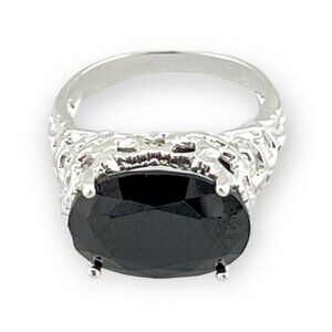 Black Onyx Oval Sterling Silver Cocktail Ring
